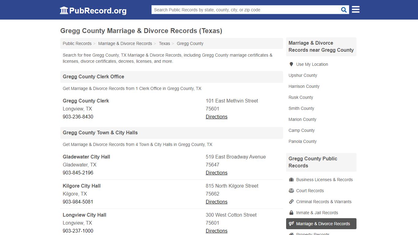 Free Gregg County Marriage & Divorce Records (Texas ...